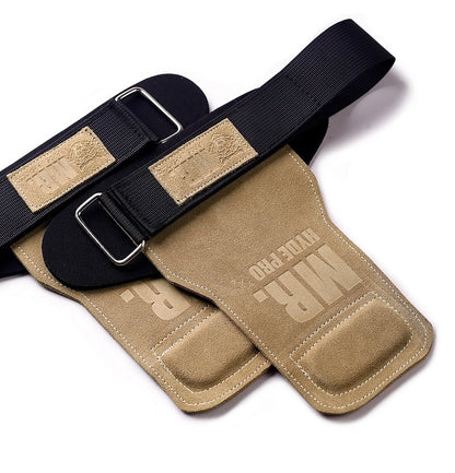 Brown cowhide leather lifting straps